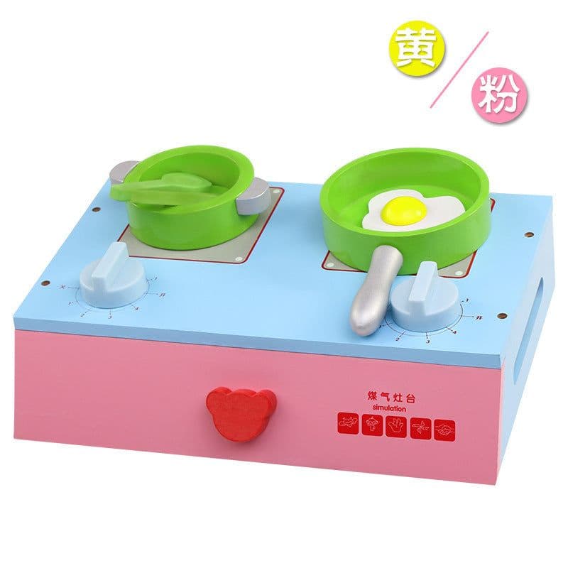 image-The kitchen gas stove cooking simulation wooden children play as early magnetic puzzle toy