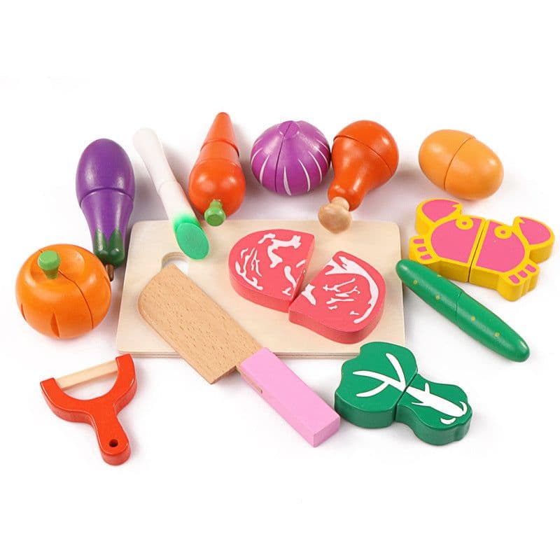 image-The kitchen gas stove cooking simulation wooden children play as early magnetic puzzle toy