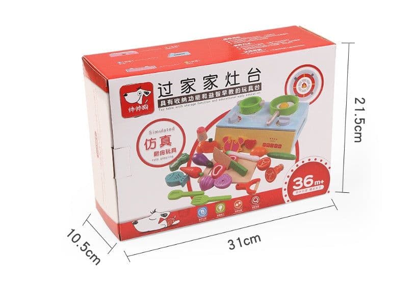 image-The kitchen gas stove cooking simulation wooden children play as early magnetic puzzle toy