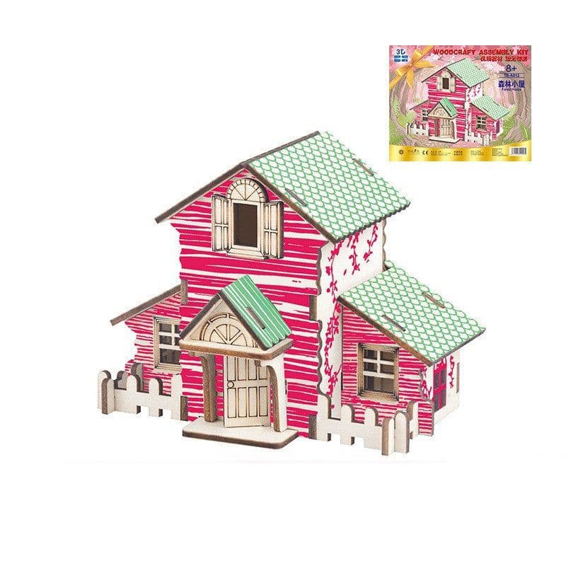 image-Villa model house wooden floor stand toys