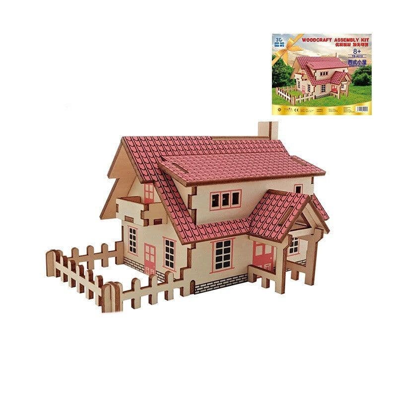 image-Villa model house wooden floor stand toys