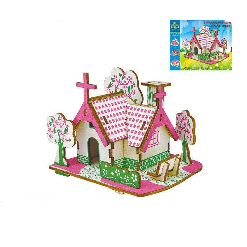image-Villa model house wooden floor stand toys