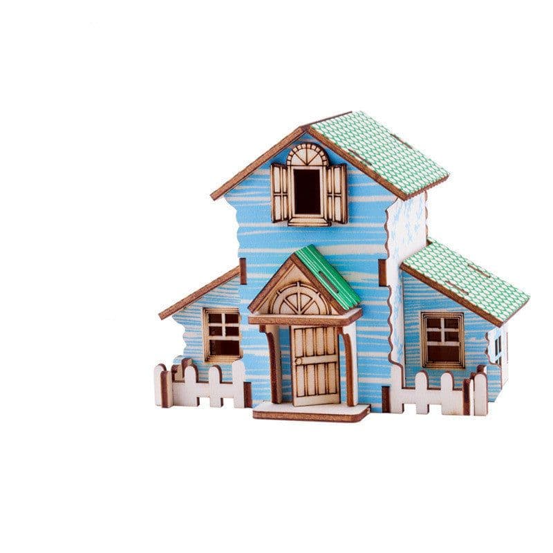 image-Villa model house wooden floor stand toys