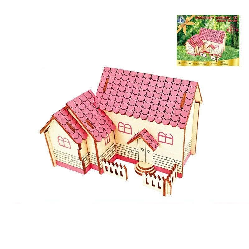 image-Villa model house wooden floor stand toys