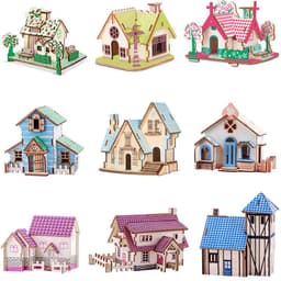 image-Villa model house wooden floor stand toys