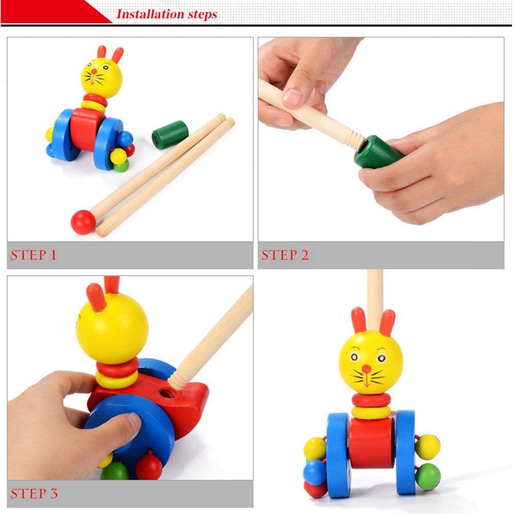 image-Removable children's wooden cart toy