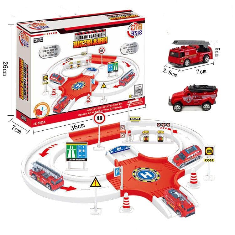 image-Fire engineering vehicle racing track toy car