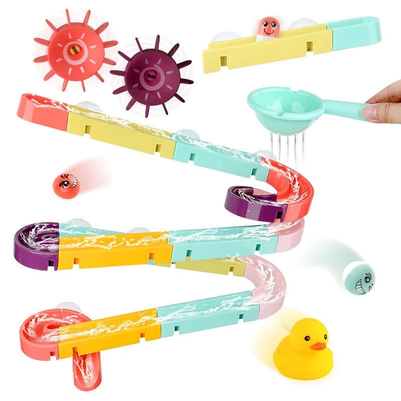 image-Kids Bath Toys Wall Suction Cup Marble Race Run Track Bathroom Bathtub Baby Play Water Games Toy Kit for Children