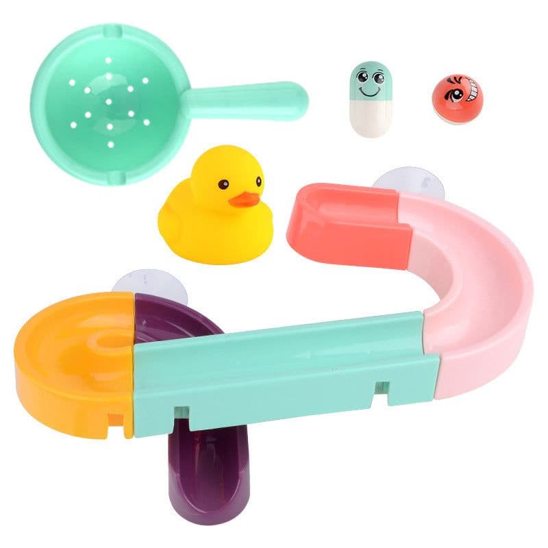 image-Kids Bath Toys Wall Suction Cup Marble Race Run Track Bathroom Bathtub Baby Play Water Games Toy Kit for Children