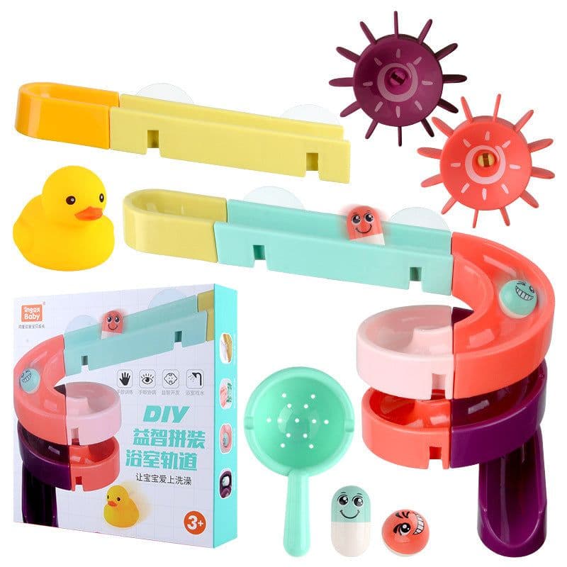 image-Kids Bath Toys Wall Suction Cup Marble Race Run Track Bathroom Bathtub Baby Play Water Games Toy Kit for Children