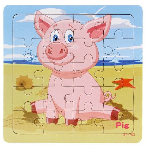 image-Children's poultry animal wooden puzzle