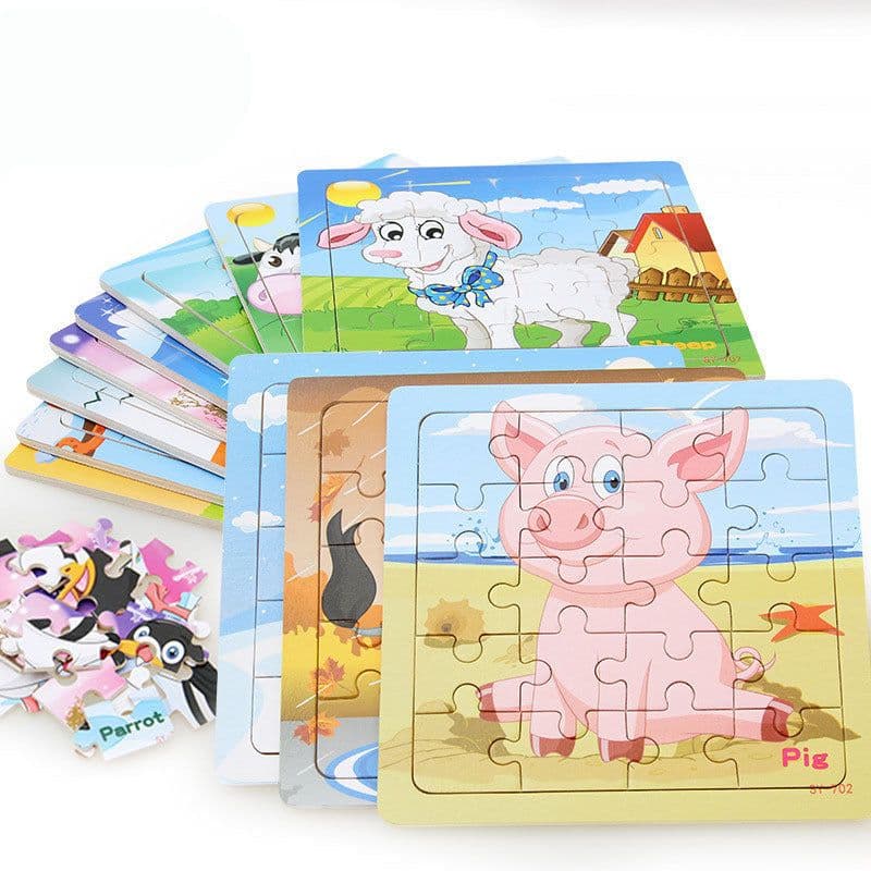 image-Children's poultry animal wooden puzzle