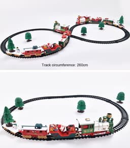 image-Toy Train Set with Lights and Sounds Christmas Train Set Railway Tracks Battery Operated Toys