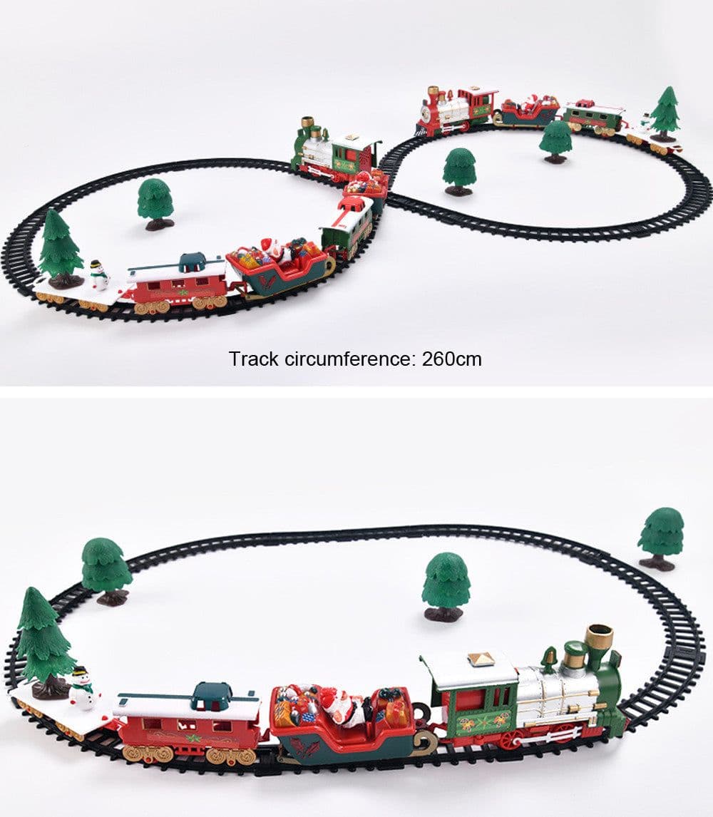 image-Toy Train Set with Lights and Sounds Christmas Train Set Railway Tracks Battery Operated Toys