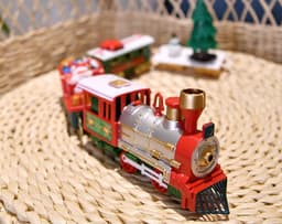 image-Toy Train Set with Lights and Sounds Christmas Train Set Railway Tracks Battery Operated Toys