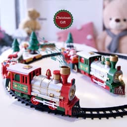 image-Toy Train Set with Lights and Sounds Christmas Train Set Railway Tracks Battery Operated Toys