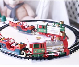 image-Toy Train Set with Lights and Sounds Christmas Train Set Railway Tracks Battery Operated Toys