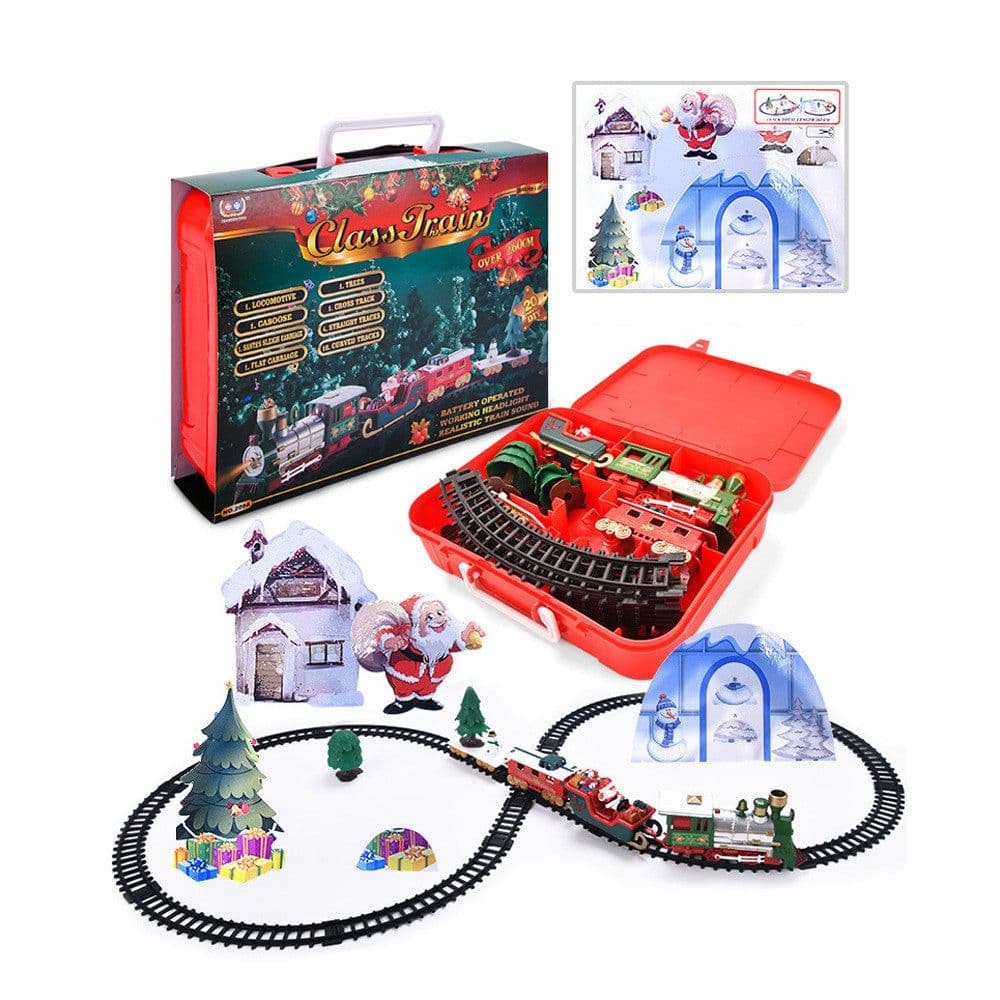 image-Toy Train Set with Lights and Sounds Christmas Train Set Railway Tracks Battery Operated Toys