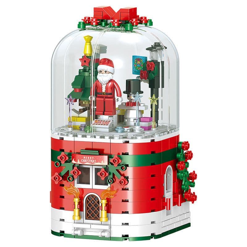 image-LED Light Christmas Building Blocks Santa Claus Spin Music Box Creator Bricks Christmas Gift