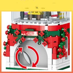 image-LED Light Christmas Building Blocks Santa Claus Spin Music Box Creator Bricks Christmas Gift