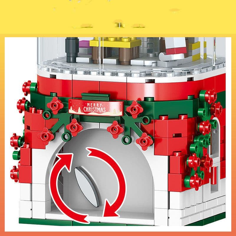 image-LED Light Christmas Building Blocks Santa Claus Spin Music Box Creator Bricks Christmas Gift
