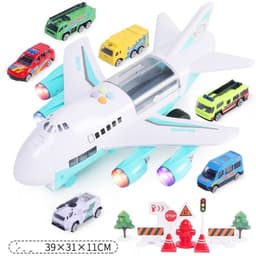 image-Children's Music Story Simulation Track Inertia Toy Aircraft Storage Passenger Plane Police Fire Rescue Baby Boy Toy Car