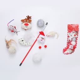 image-Christmas stocking bells plush mouse funny cat stick pet cat toy