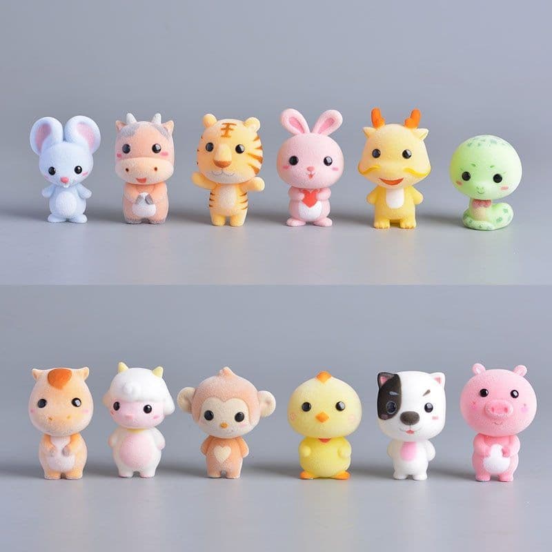 image-Koteta Kawaii PVC Flocking Doll Furry Dog Mini Animals
