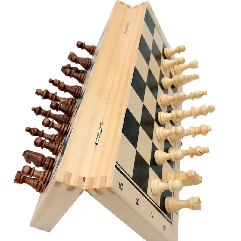 image-Magnetic chess solid wood set folding chessboard
