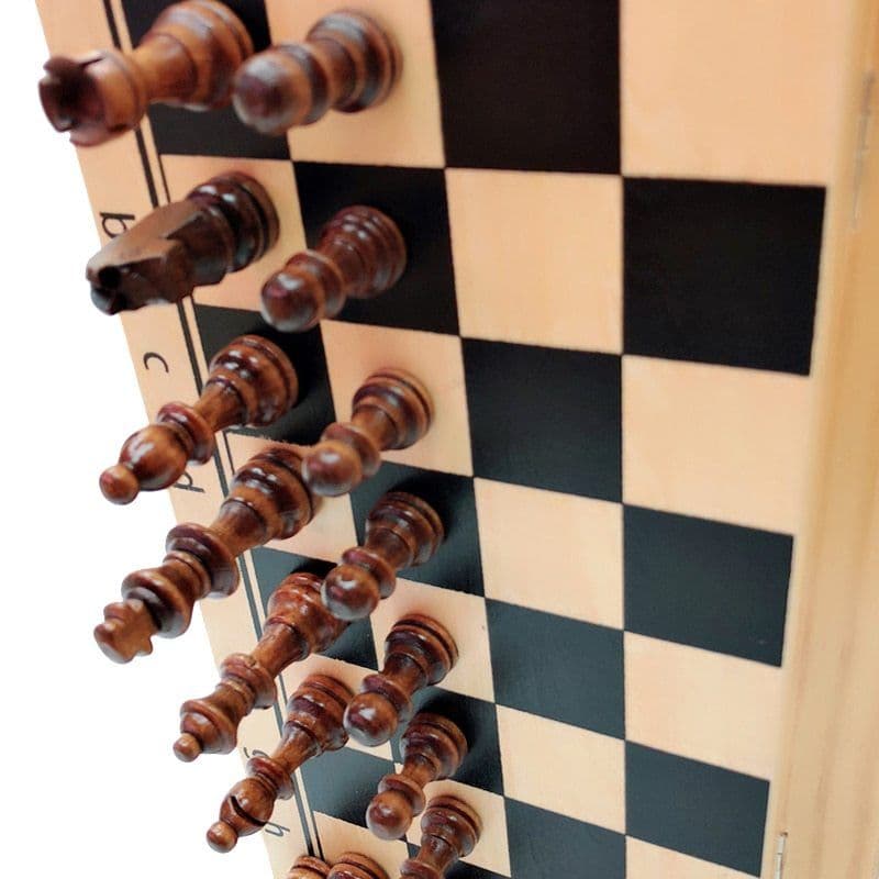 image-Magnetic chess solid wood set folding chessboard