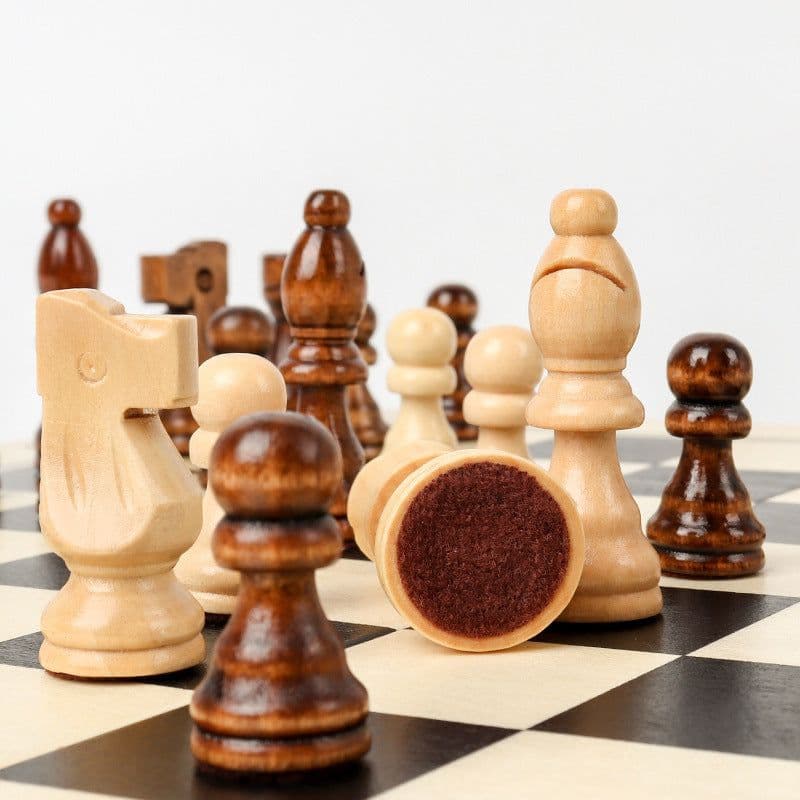 image-Magnetic chess solid wood set folding chessboard