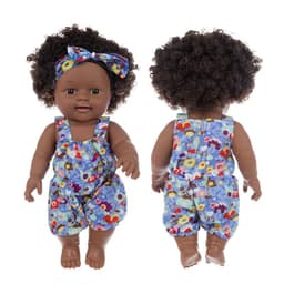 image-Black doll 30cm vinyl rebirth doll mother and baby toys