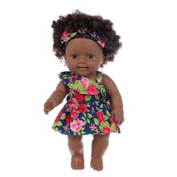 image-Black doll 30cm vinyl rebirth doll mother and baby toys
