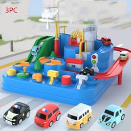 image-Cars Pass Through Big Adventure Parking Lot Rail Car Toy Car Track Kids Toy