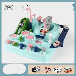 image-Cars Pass Through Big Adventure Parking Lot Rail Car Toy Car Track Kids Toy