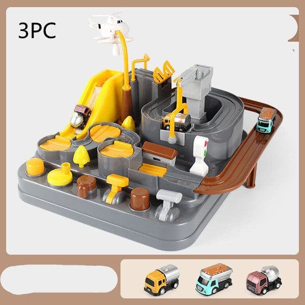 image-Cars Pass Through Big Adventure Parking Lot Rail Car Toy Car Track Kids Toy
