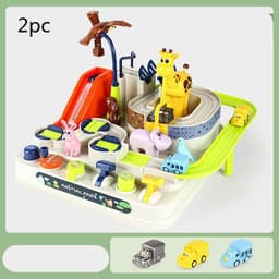 image-Cars Pass Through Big Adventure Parking Lot Rail Car Toy Car Track Kids Toy