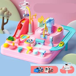 image-Cars Pass Through Big Adventure Parking Lot Rail Car Toy Car Track Kids Toy