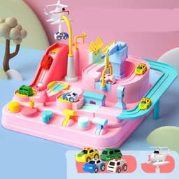 image-Cars Pass Through Big Adventure Parking Lot Rail Car Toy Car Track Kids Toy