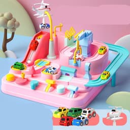 image-Cars Pass Through Big Adventure Parking Lot Rail Car Toy Car Track Kids Toy