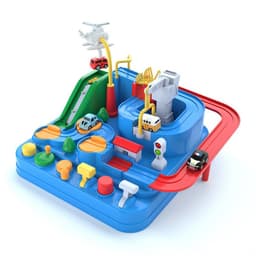 image-Cars Pass Through Big Adventure Parking Lot Rail Car Toy Car Track Kids Toy