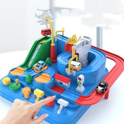 image-Cars Pass Through Big Adventure Parking Lot Rail Car Toy Car Track Kids Toy