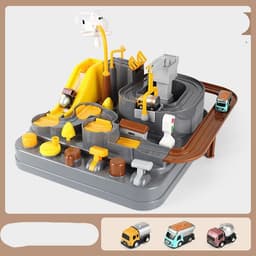 image-Cars Pass Through Big Adventure Parking Lot Rail Car Toy Car Track Kids Toy