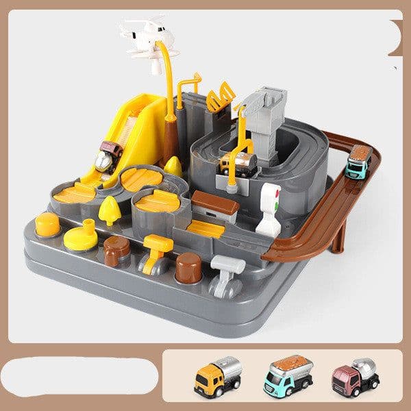 image-Cars Pass Through Big Adventure Parking Lot Rail Car Toy Car Track Kids Toy