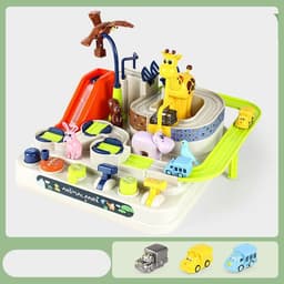 image-Cars Pass Through Big Adventure Parking Lot Rail Car Toy Car Track Kids Toy