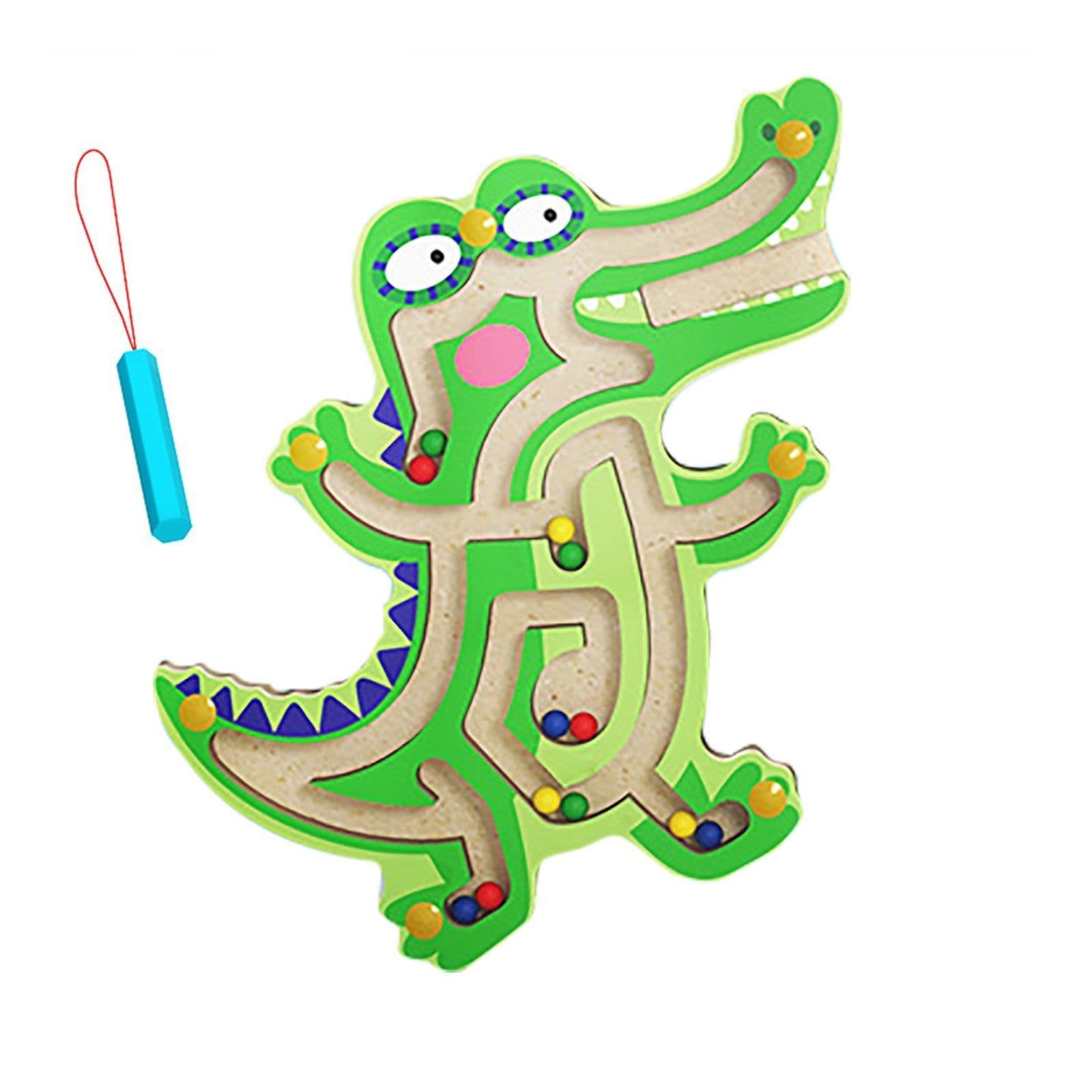 image-Wooden Animal Magnetic Pen Maze Game Toy Magnetic Golfer Eye Coordination Intelligence Early Education Toy Montessori