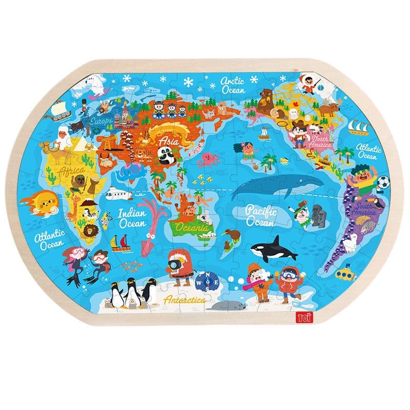 image-Wooden Puzzle World Children's Toys Gift Baby Educational Toys