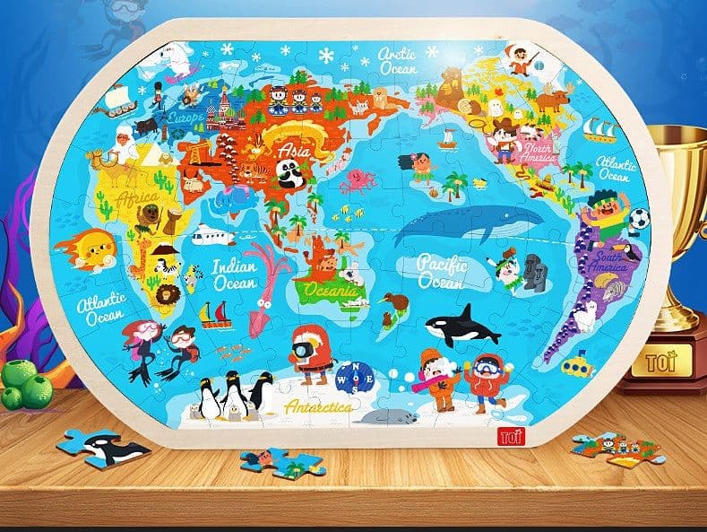 image-Wooden Puzzle World Children's Toys Gift Baby Educational Toys