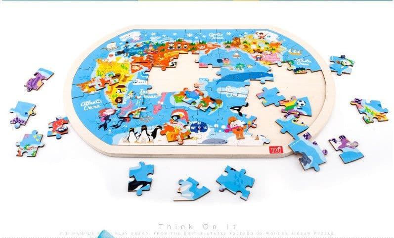 image-Wooden Puzzle World Children's Toys Gift Baby Educational Toys