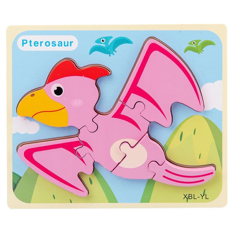 image-Baby Wooden Cartoon Dinosaur 3D Puzzle Jigsaw for Kids Montessori Early Learning Educational Puzzle Toys